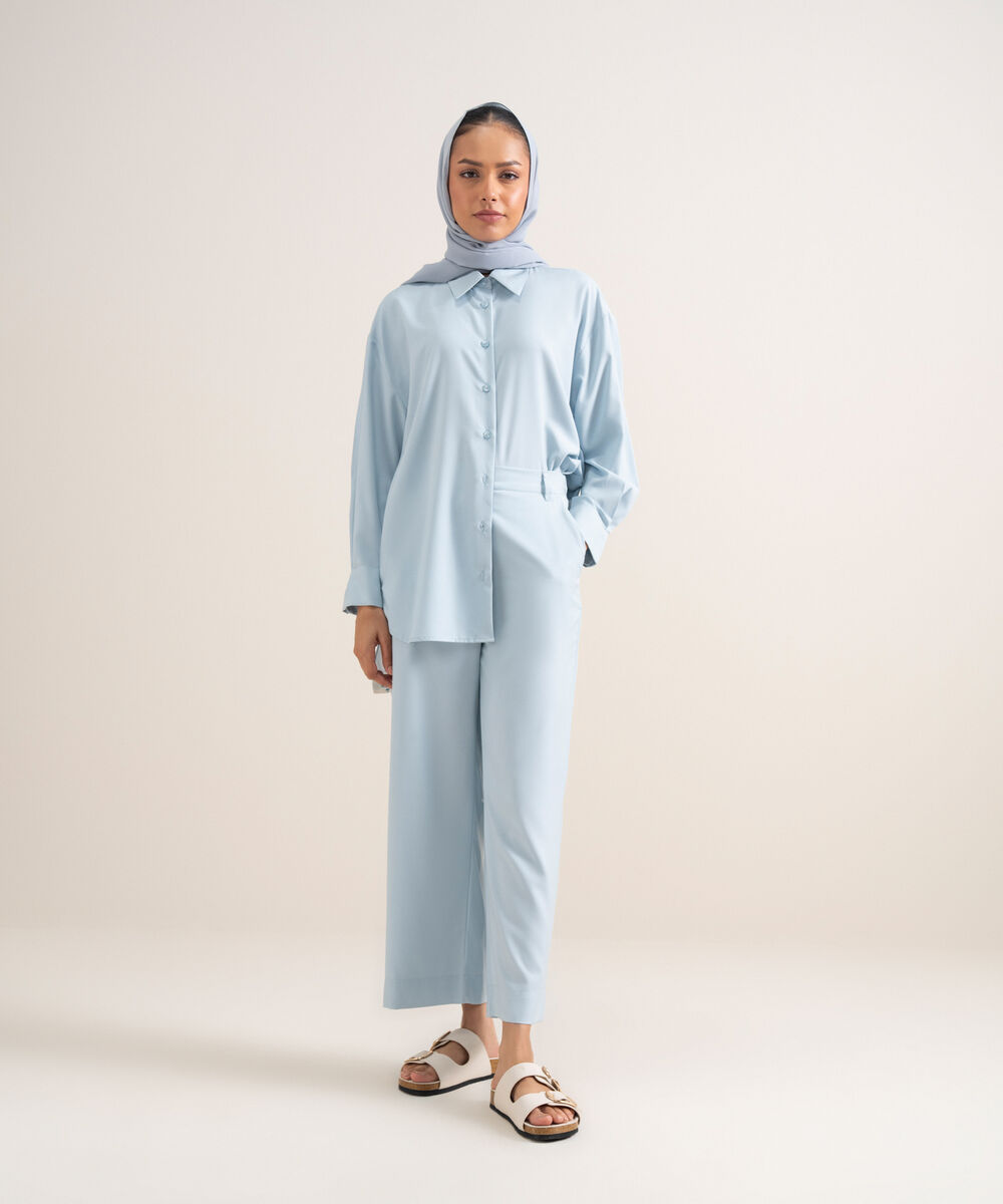 Women's Sky Blue Straight-Leg Pants
