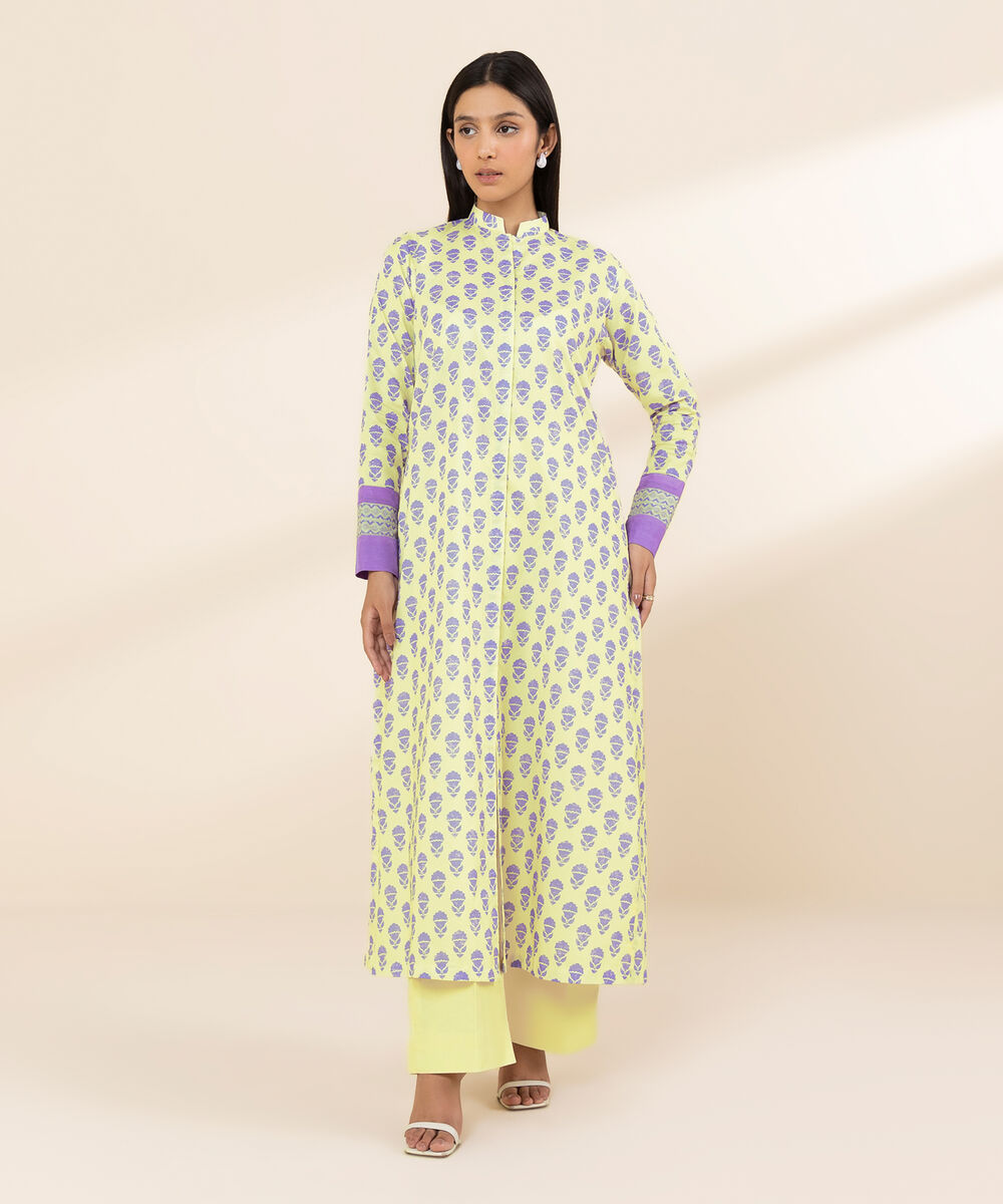 Women's Unstitched Lawn Embroidered Off White Shirt