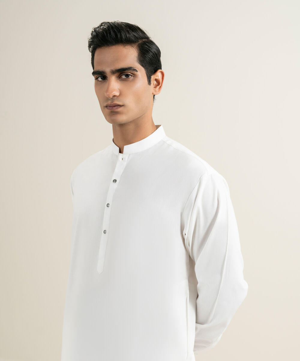 Men's Stitched Off White Kameez Shalwar