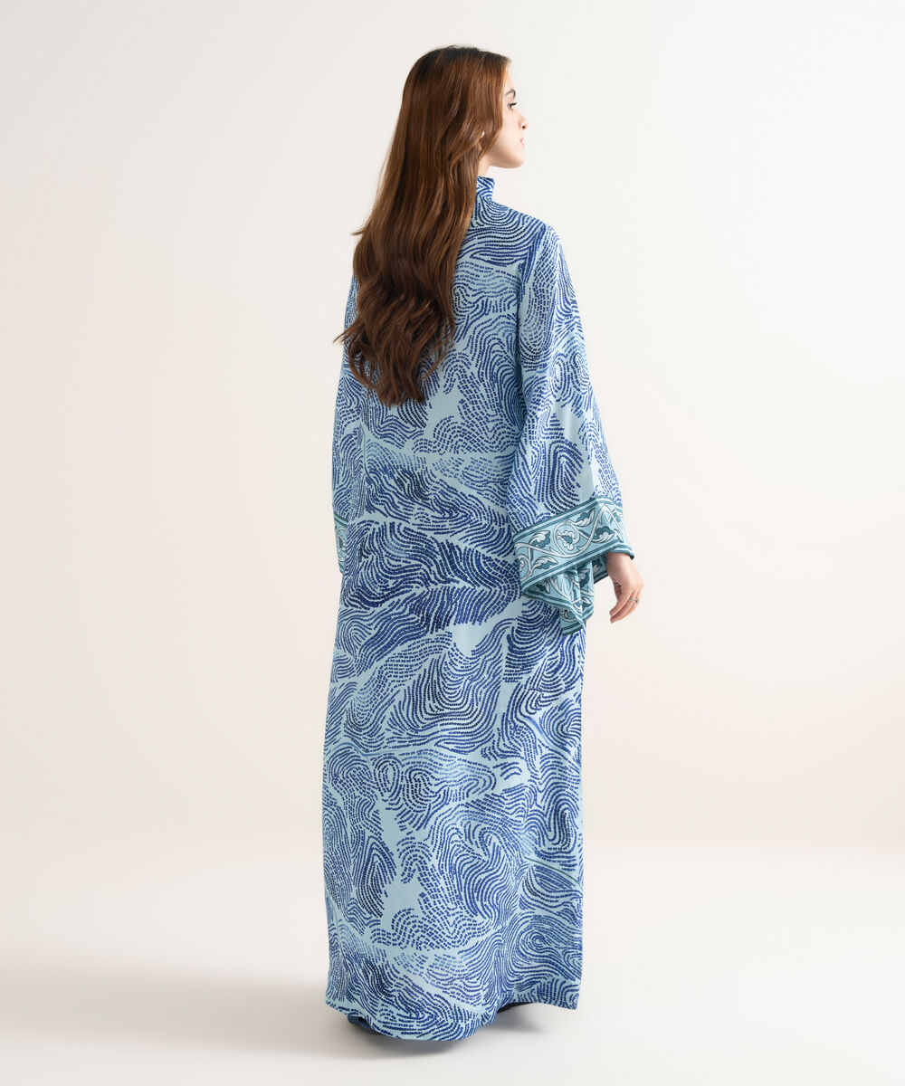 Women's RTW Premium Grip Printed Blue Kaftan