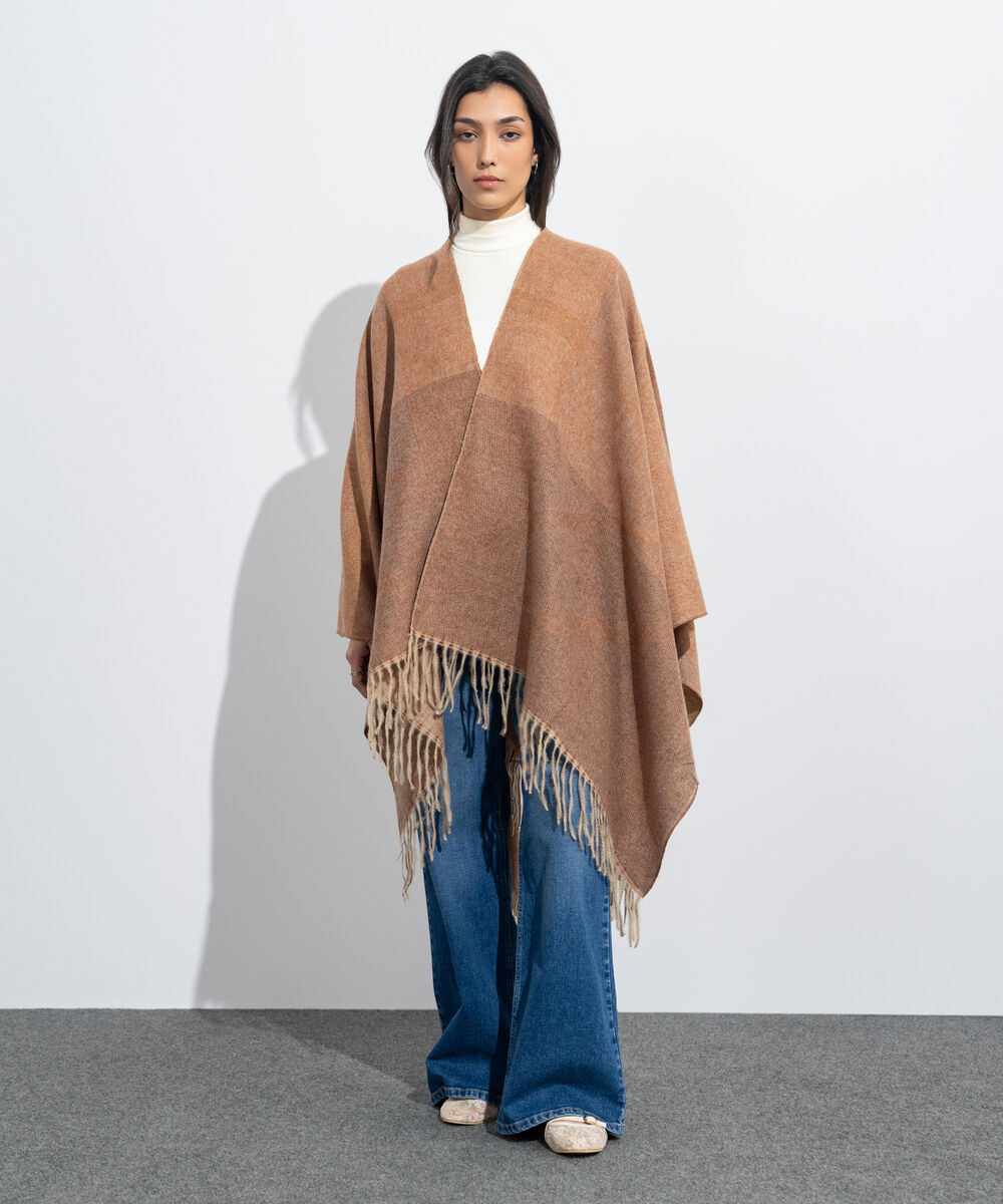 Women's Western Wear Light Brown Cape Shawl