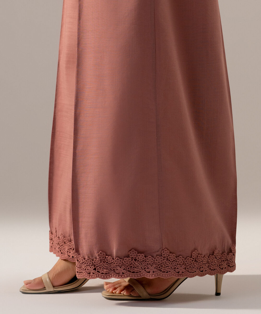 Women's RTW Cross Hatch Solid Pink Flared Pants