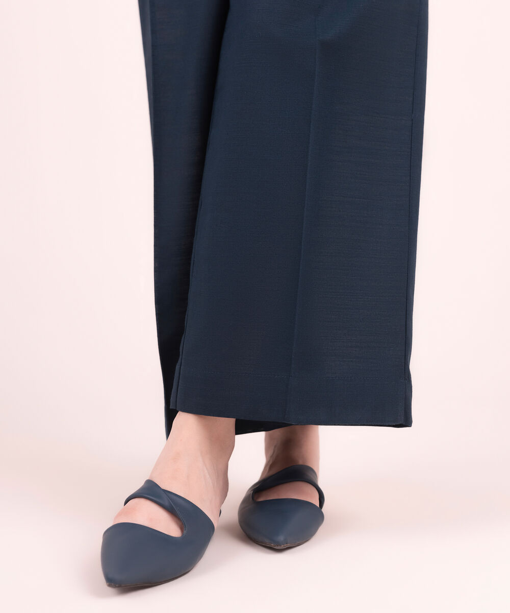 Women's RTW Khaddar Solid Blue Culottes