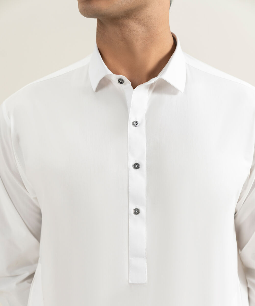 Men's Stitched Off White Kameez Shalwar