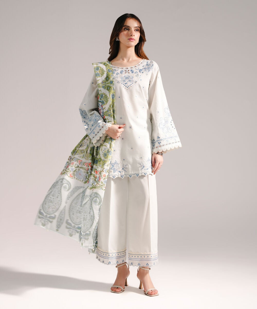 Lawn Printed Light Blue Dupatta