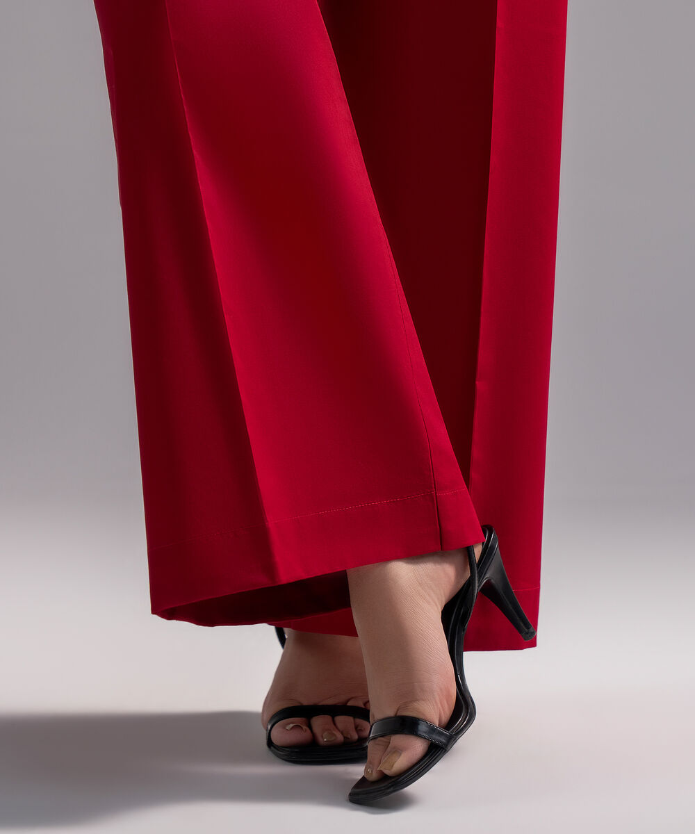 Women's RTW Cambric Solid Red Culottes