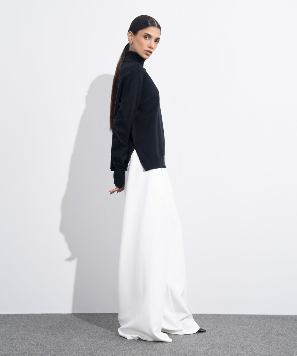 Women's Western Wear Black Turtle Neck Knit Sweater