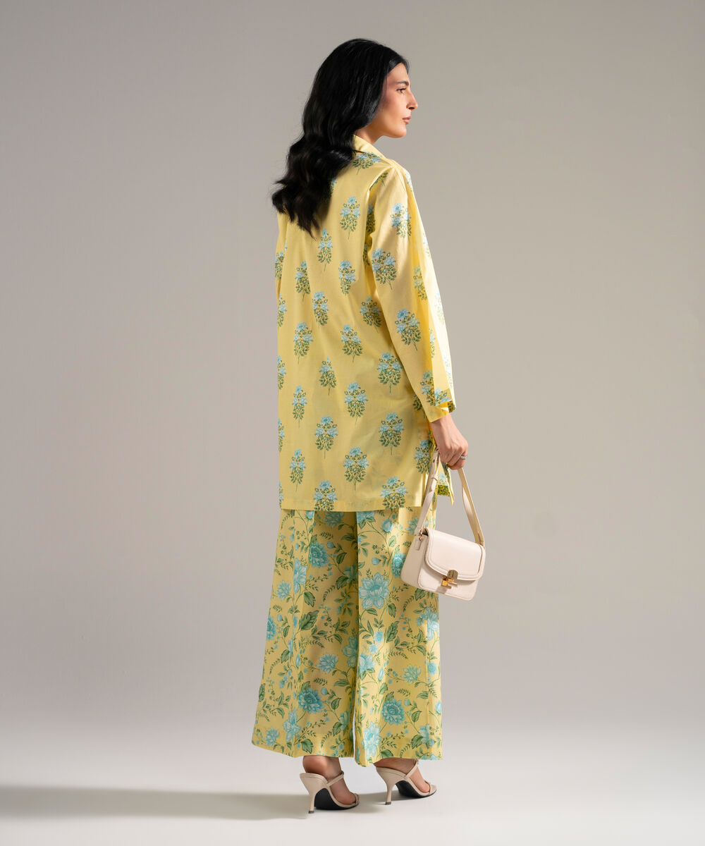 Women's RTW Lawn Printed Yellow Straight Shirt