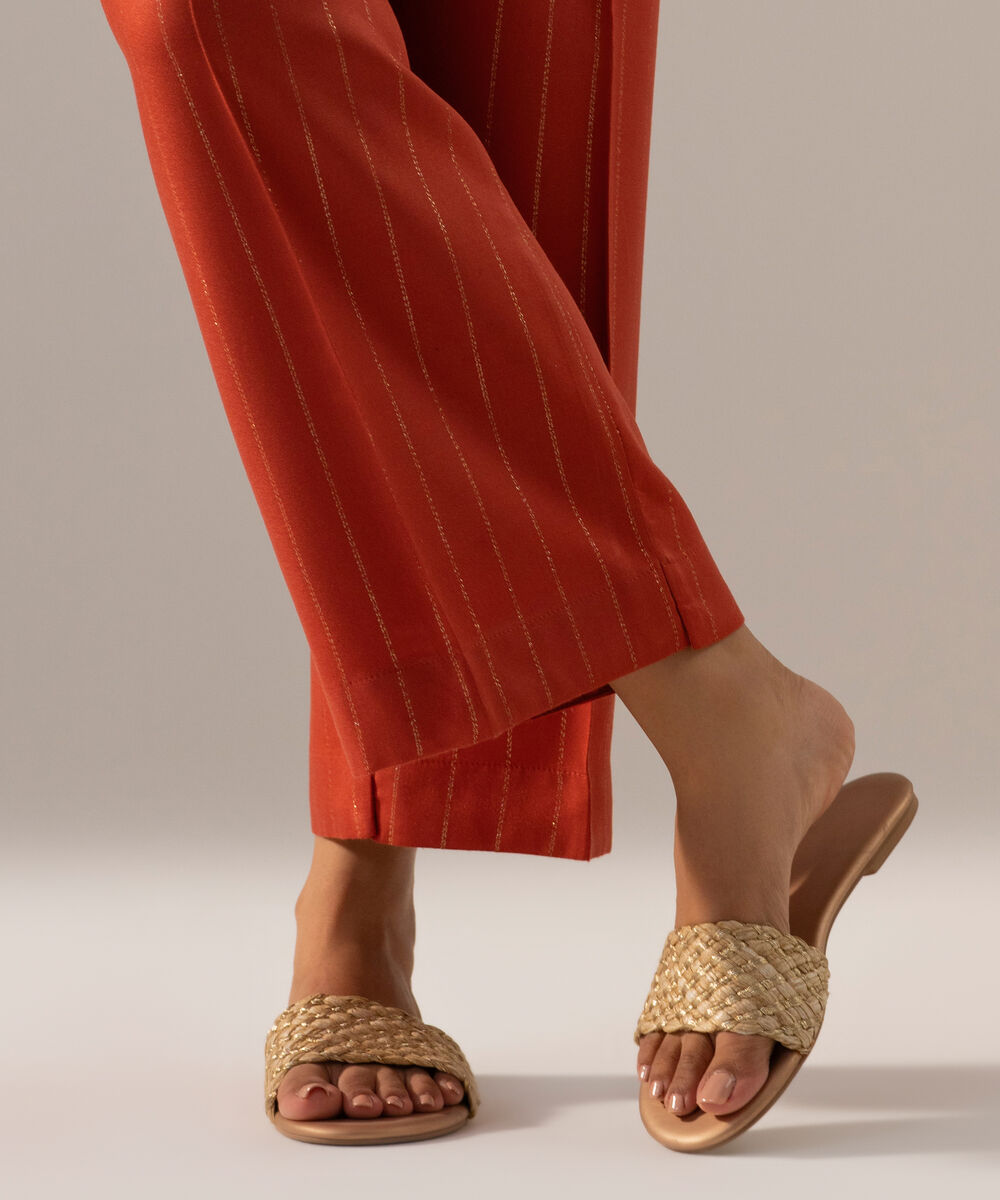 Women's RTW Dobby Crepe Lurix Solid Rust Straight Pants