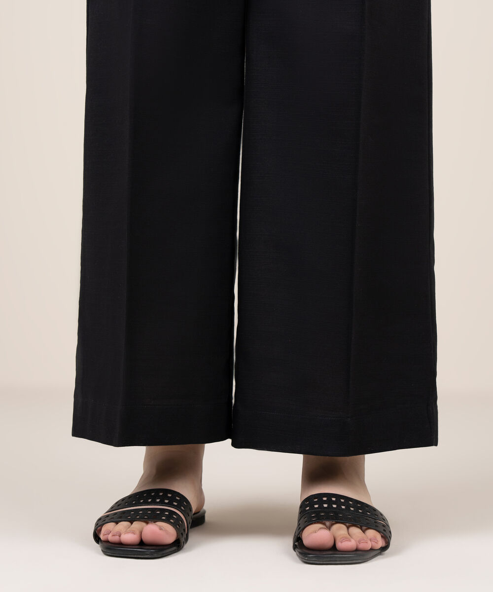Women's RTW Khaddar Solid Black Culottes