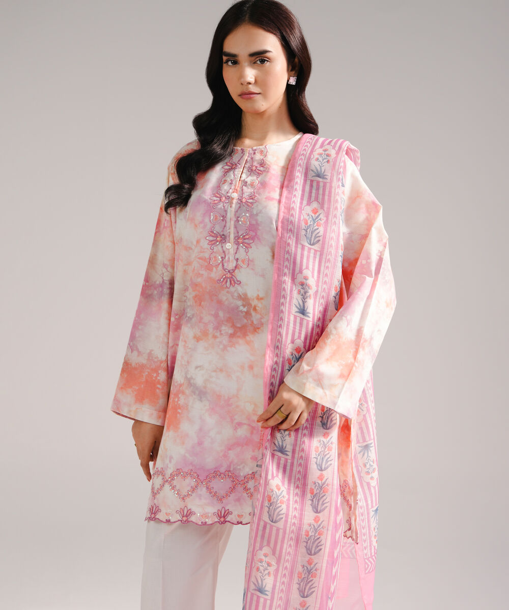 Women's RTW Zari Lawn Embroidered White 3 Piece Suit