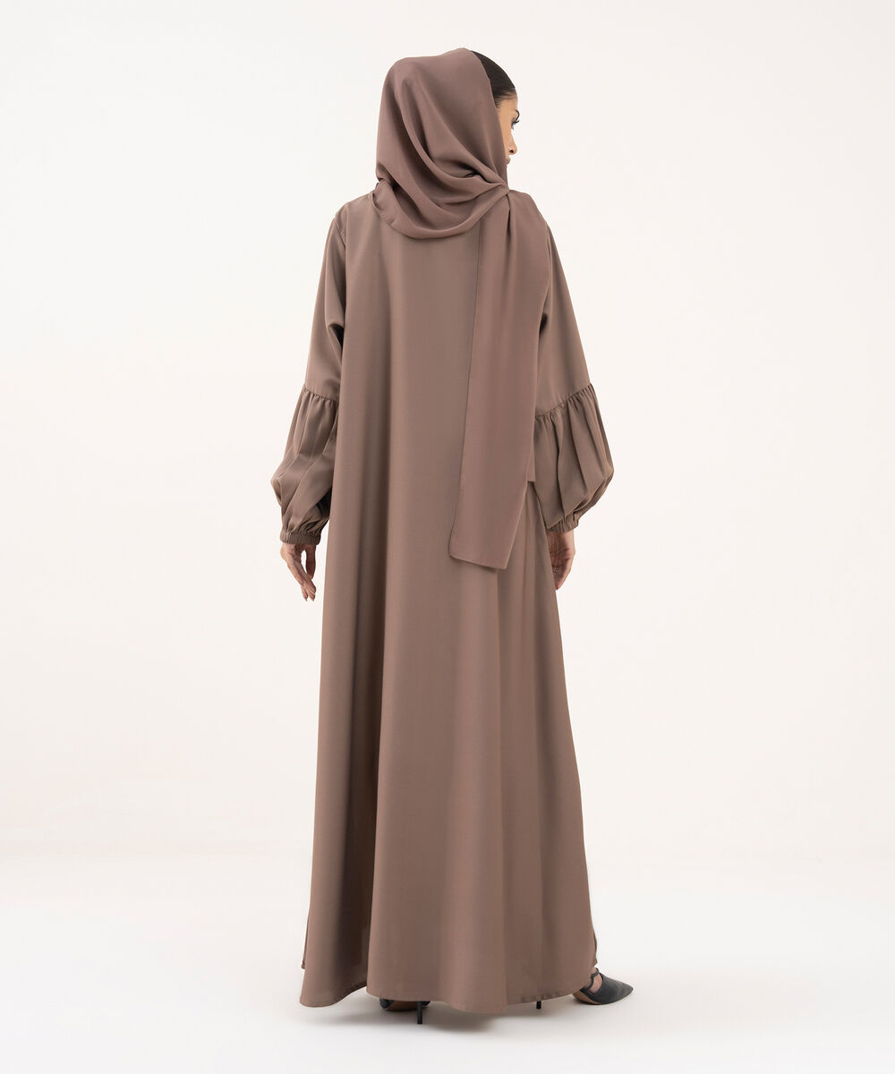 Women's Brown Polyester Abaya Set