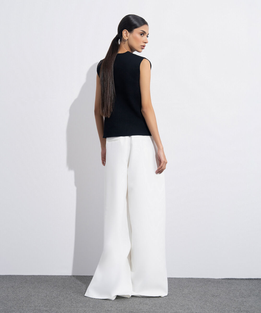 Women's Western Wear Black Knit Waistcoat Top