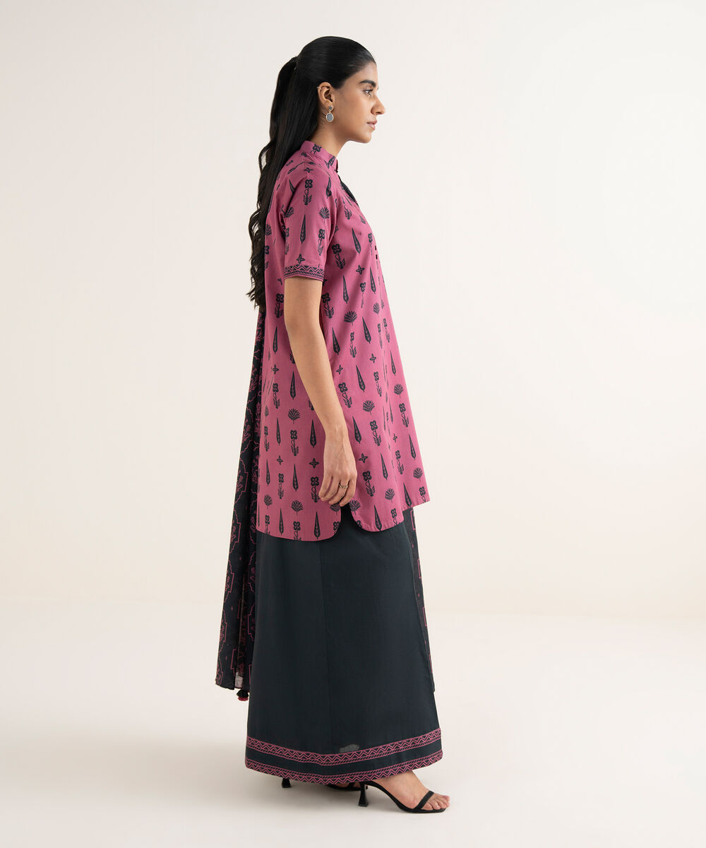 Women's Unstitched Lawn Printed Pink 2 Piece Suit