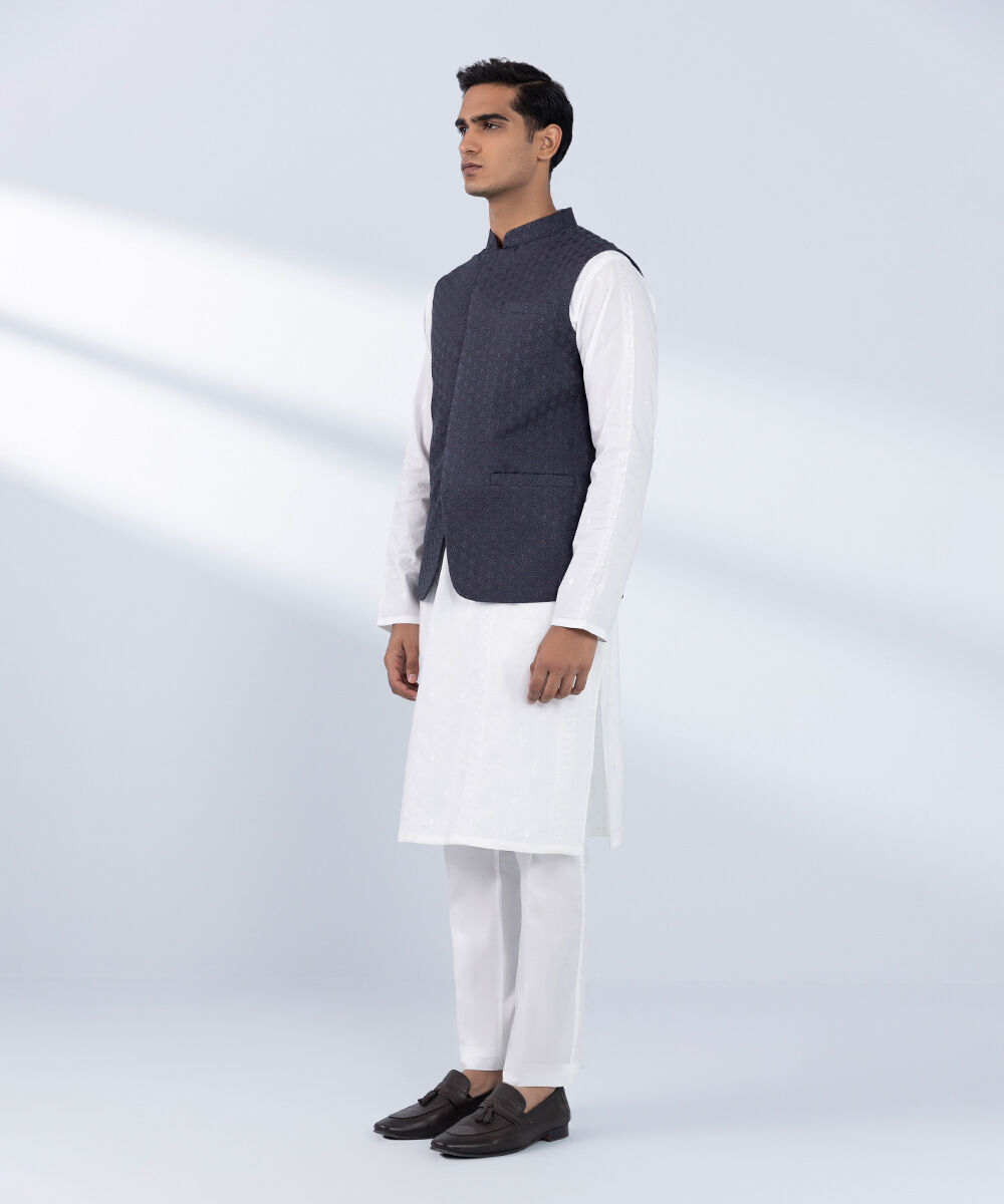 Men's Stitched Embroidered Grey Waistcoat