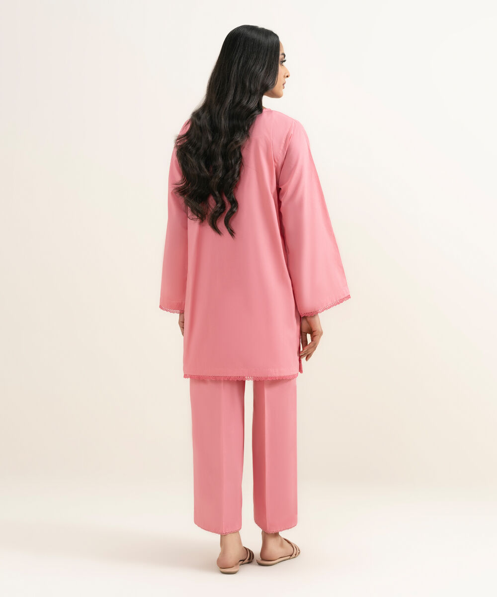 Women's RTW Cambric Solid Pink Straight Shirt