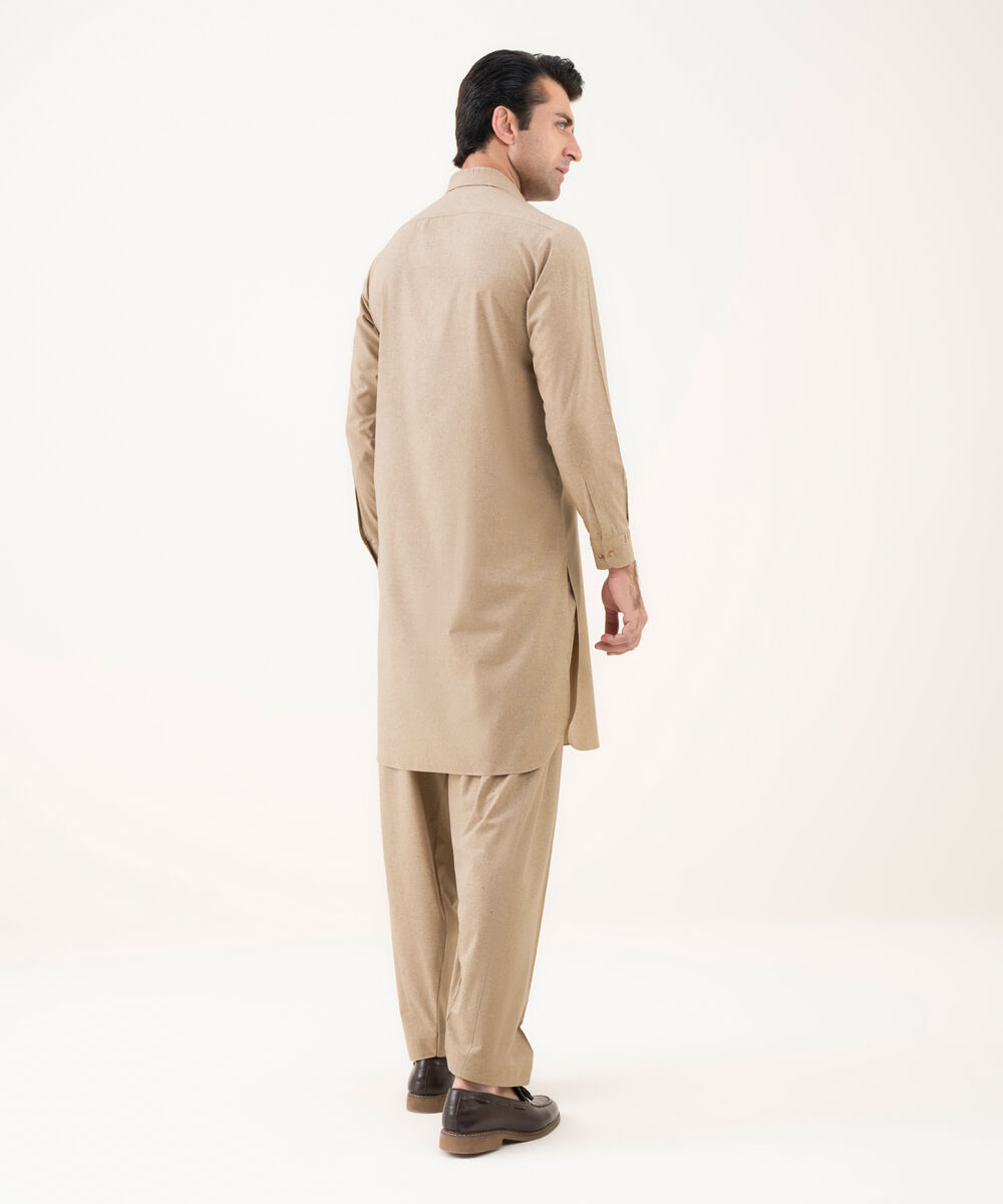 Men's Viscose Plain Beige Kameez Shalwar