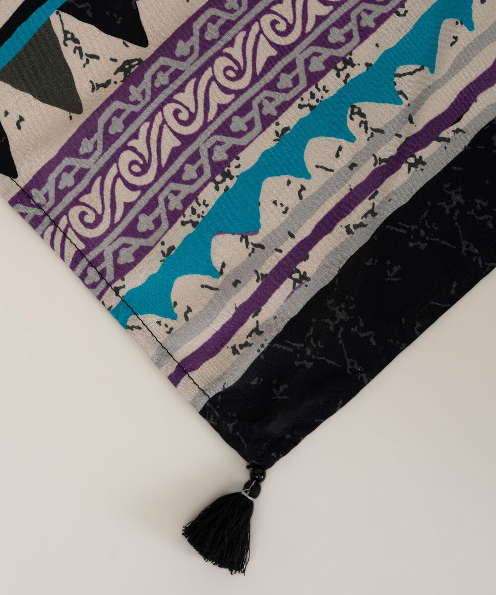 Printed Linen Grey Dupatta