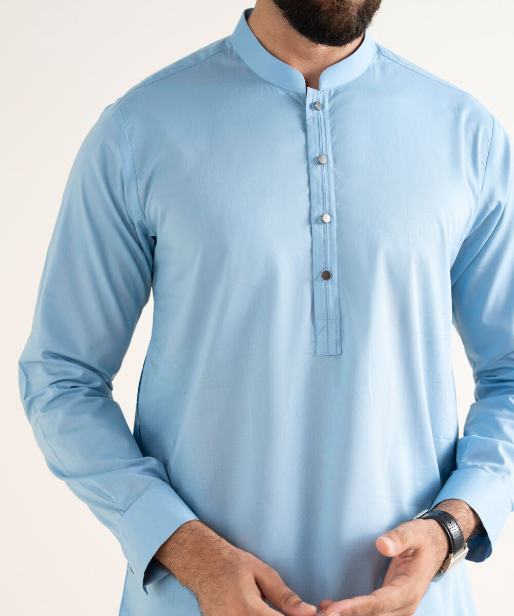 Men's Latha Plain Sky Blue Kurta Shalwar