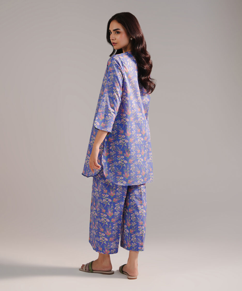 Women's RTW Lawn Printed Blue 2 Piece Suit