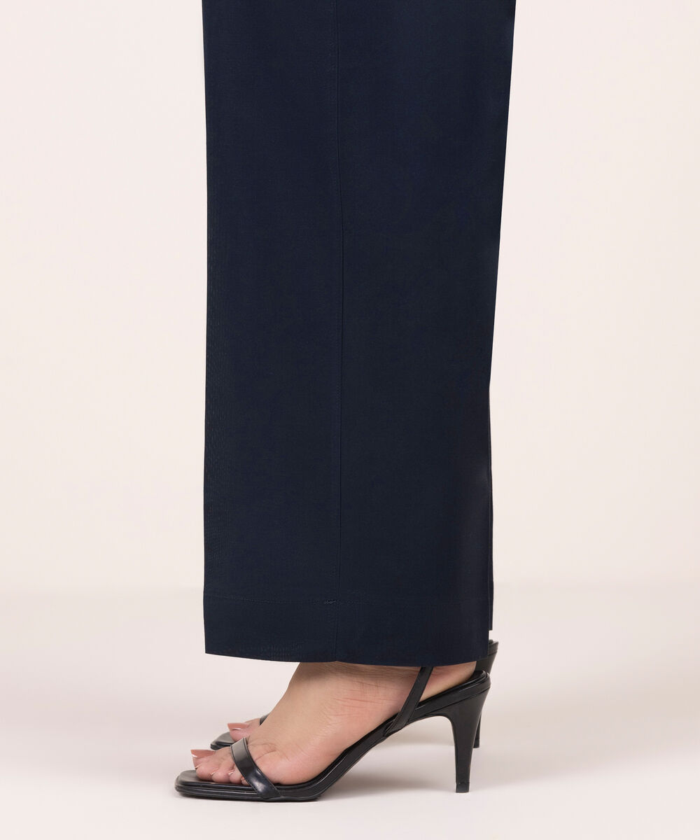 Women's RTW Cambric Solid Black Straight Pants