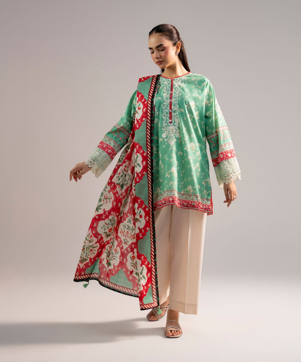 Lawn Printed Off White Dupatta