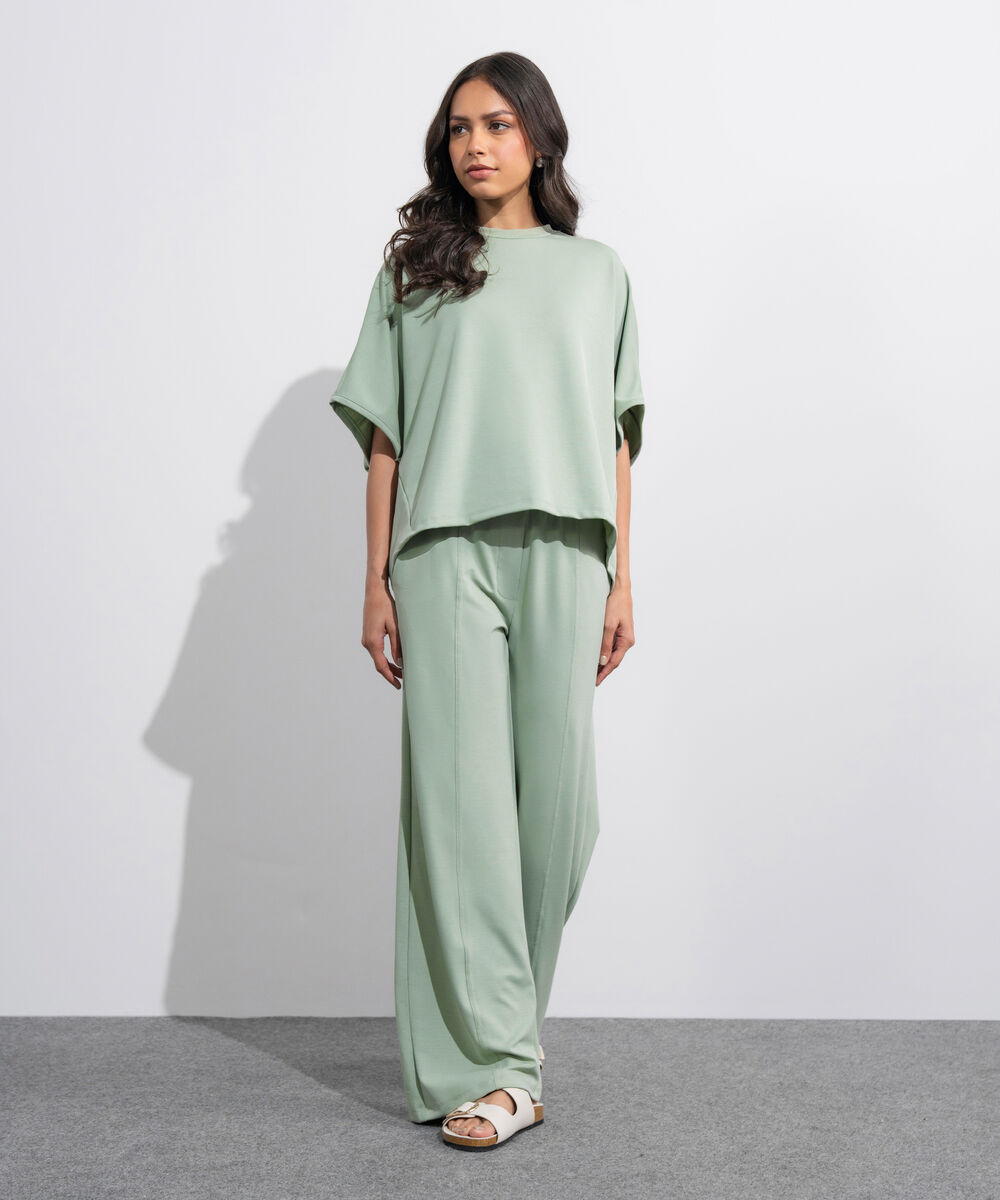 Women's Western Sage Green Soft Lux  Loose-Fit Kimono T-Shirt