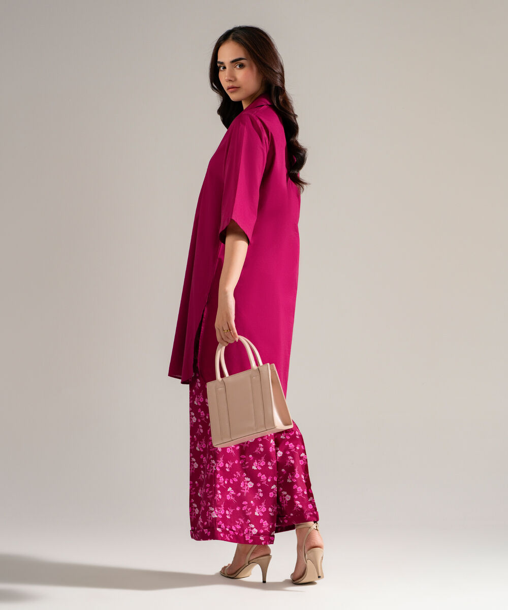 Women's RTW Cambric Solid Plum Straight Shirt