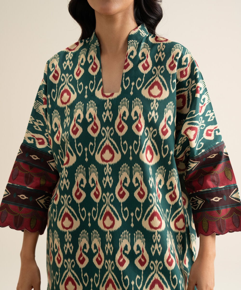 Women's Unstitched Cotton Printed Multi 3 Piece Suit
