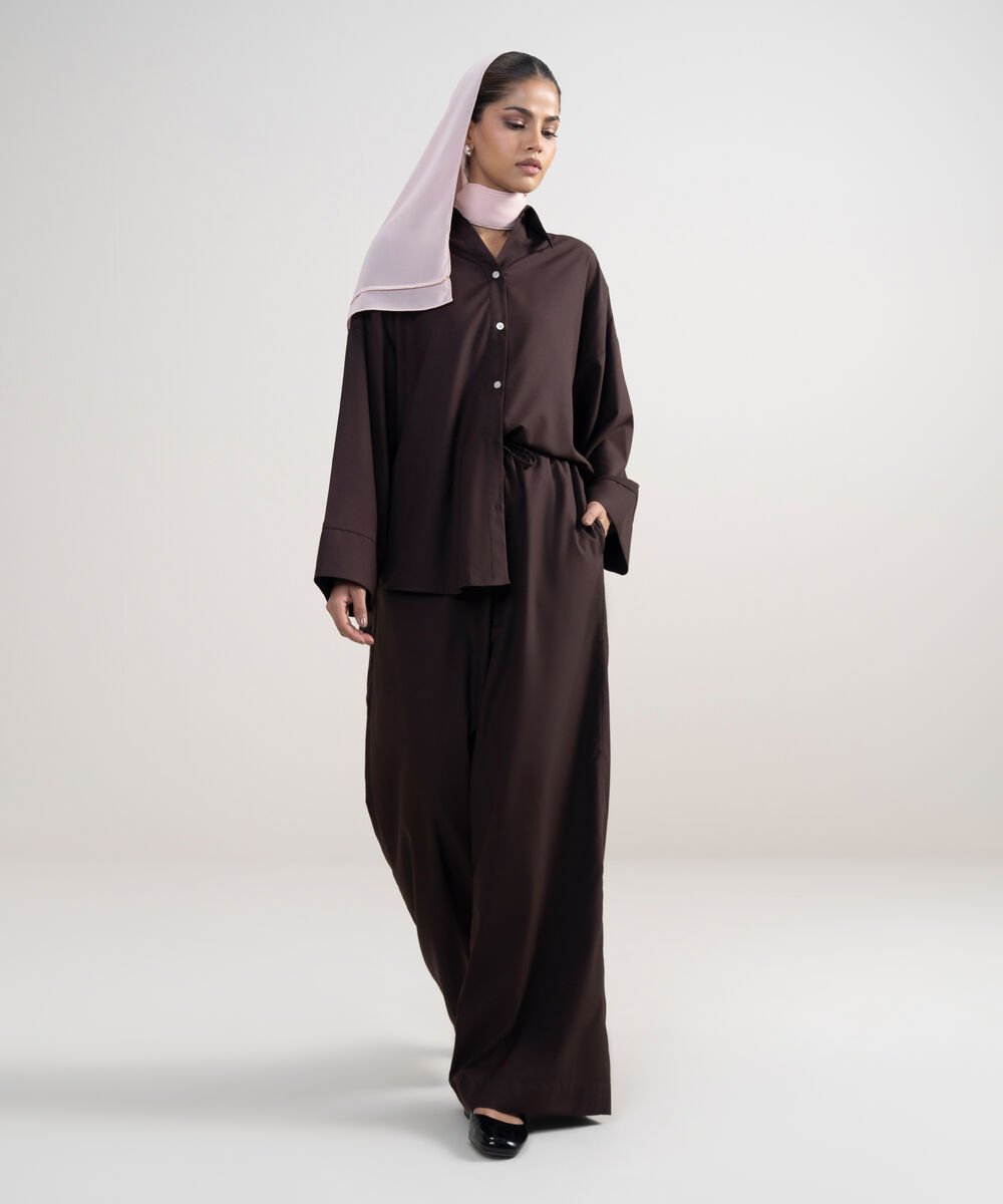 Women's Chocolate Brown Wide-Leg Pants