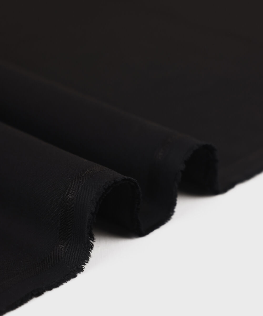 Men's Unstitched Blended Dobby  Black Full Suit Fabric