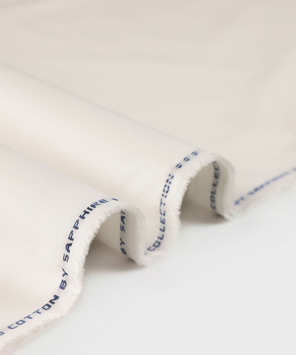 Men's Unstitched Premium Cotton Embroidered White Full Suit Fabric