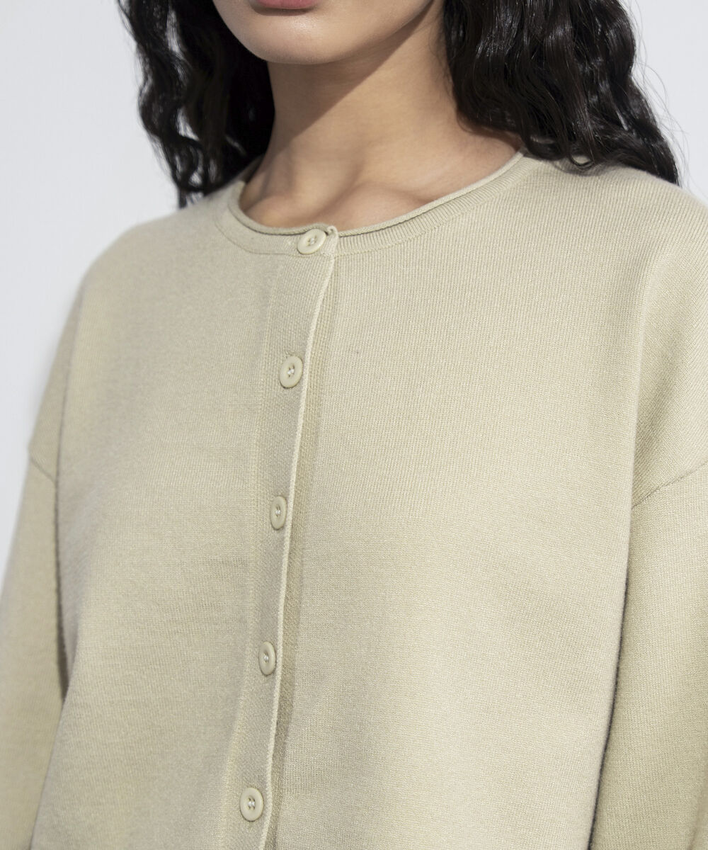 Women's Western Wear Beige Cropped Knit Cardigan