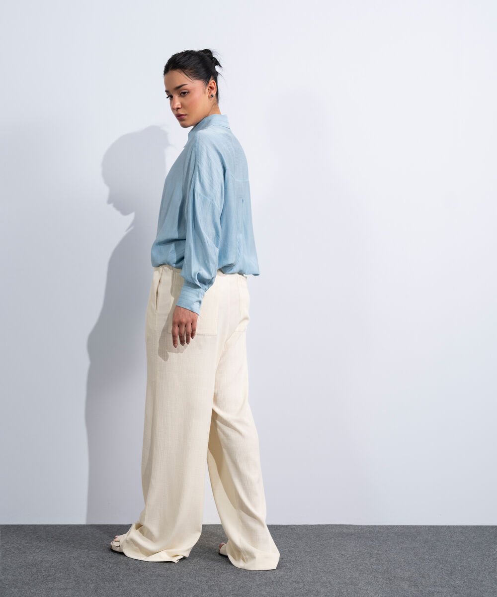 Women's Western Off-White Pull-On Seersucker Trousers