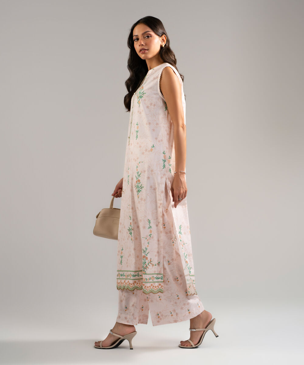 Women's RTW Cotton Viscose Printed Pink Straight Shirt