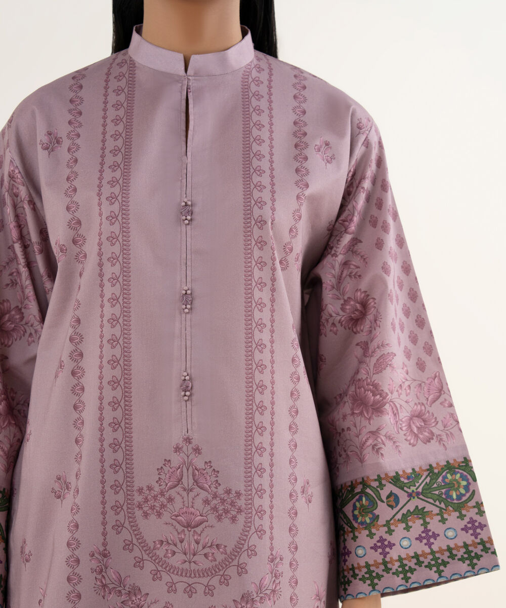 Women's Unstitched Lawn Printed Pink 3 Piece Suit