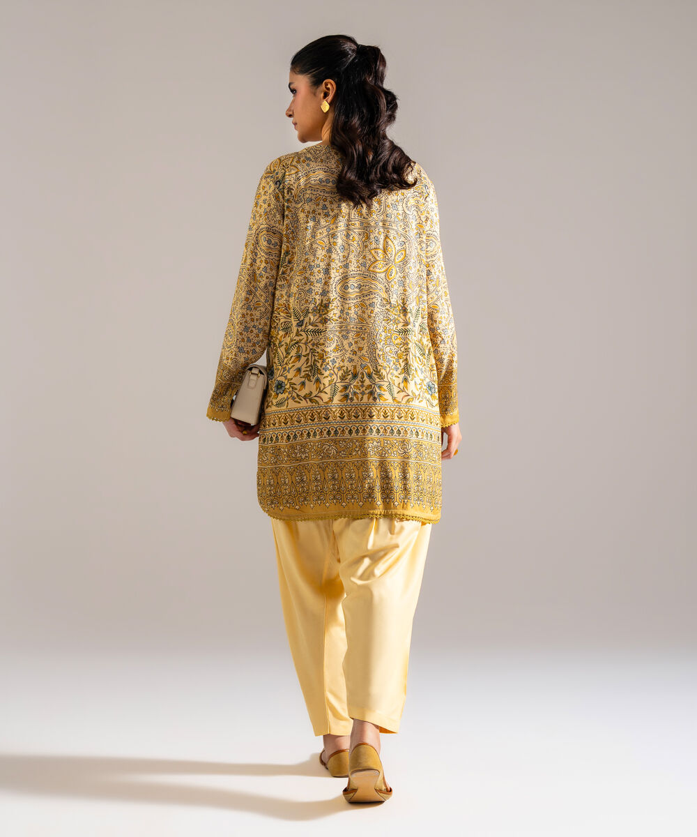Women's RTW Arabic Lawn Printed Beige  2 Piece Suit
