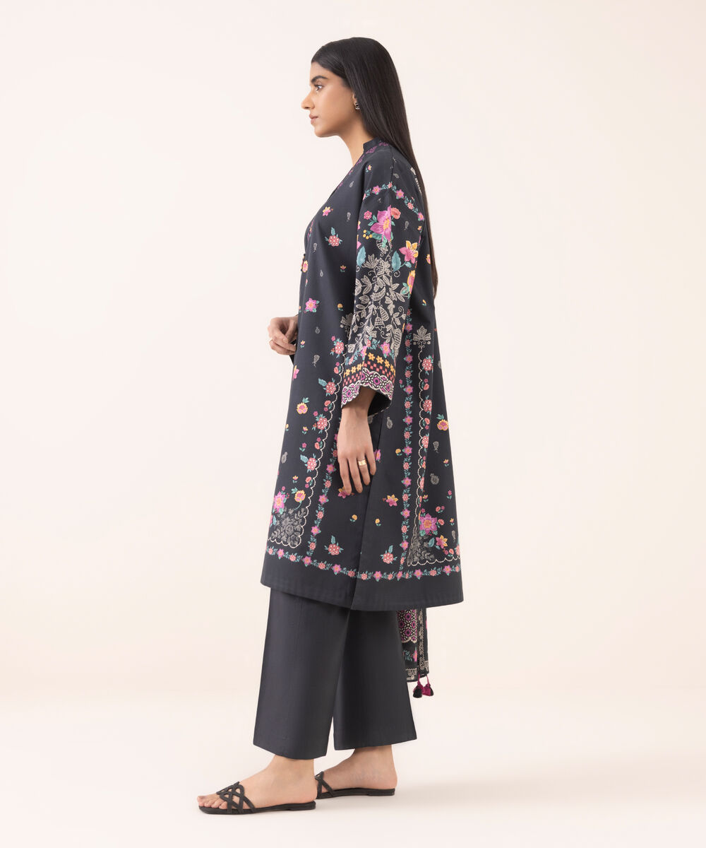 Women's Unstitched Cotton Printed Three Piece Suit