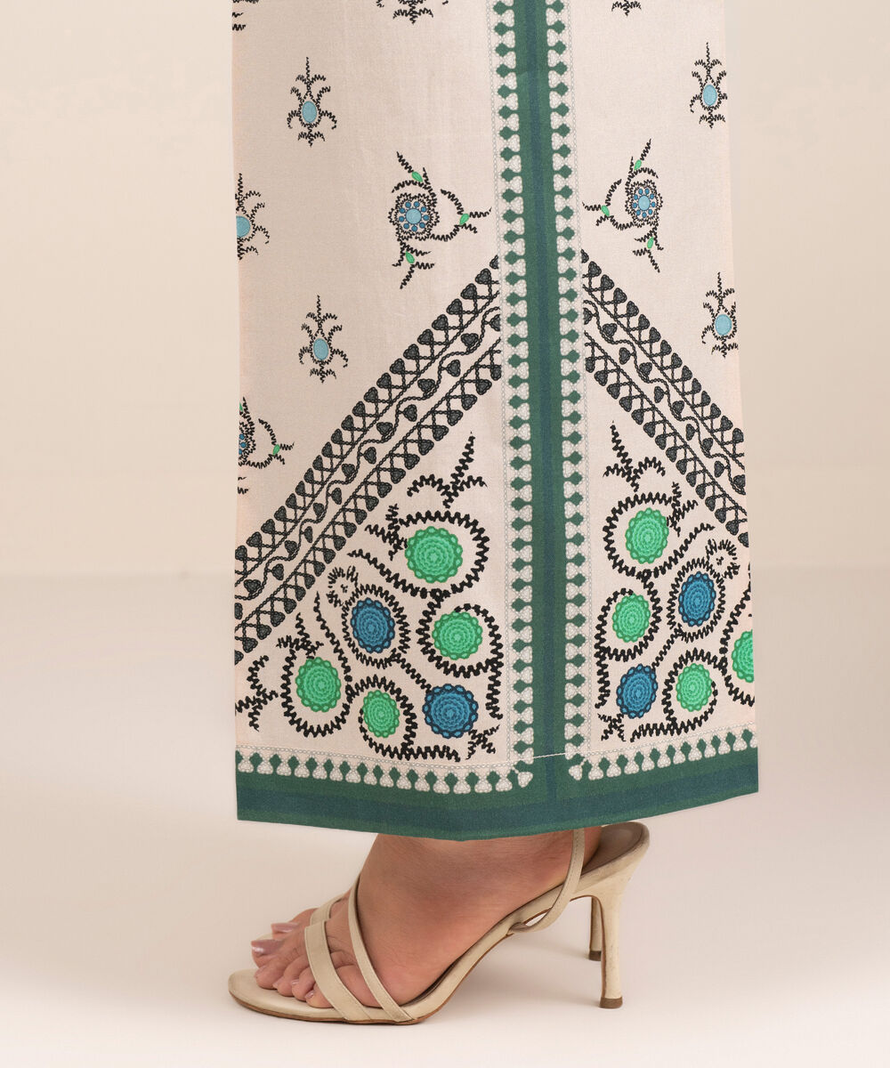 Women's RTW Cambric Printed Off White Culottes