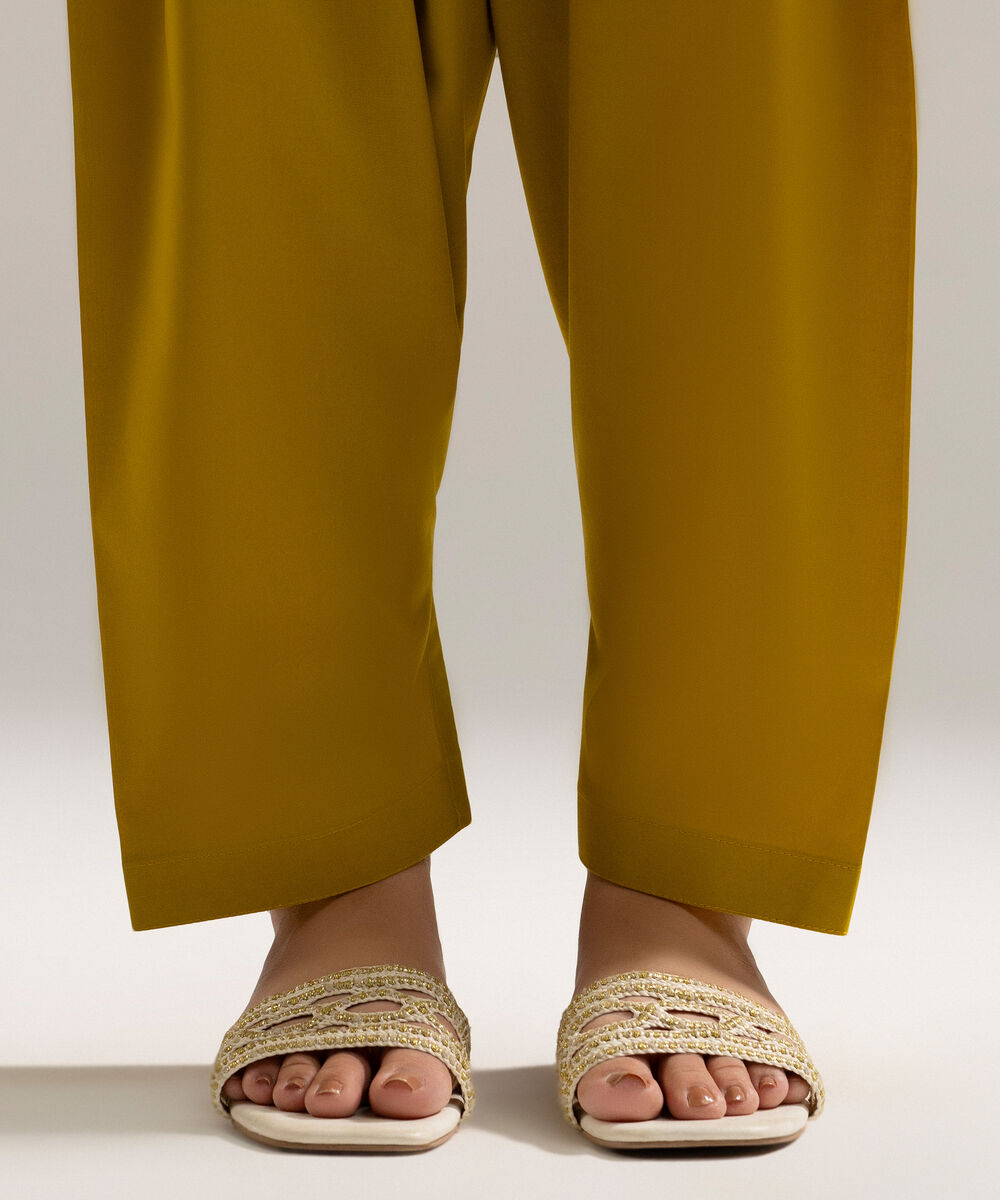 Women's RTW Cambric Solid Yellow Shalwar