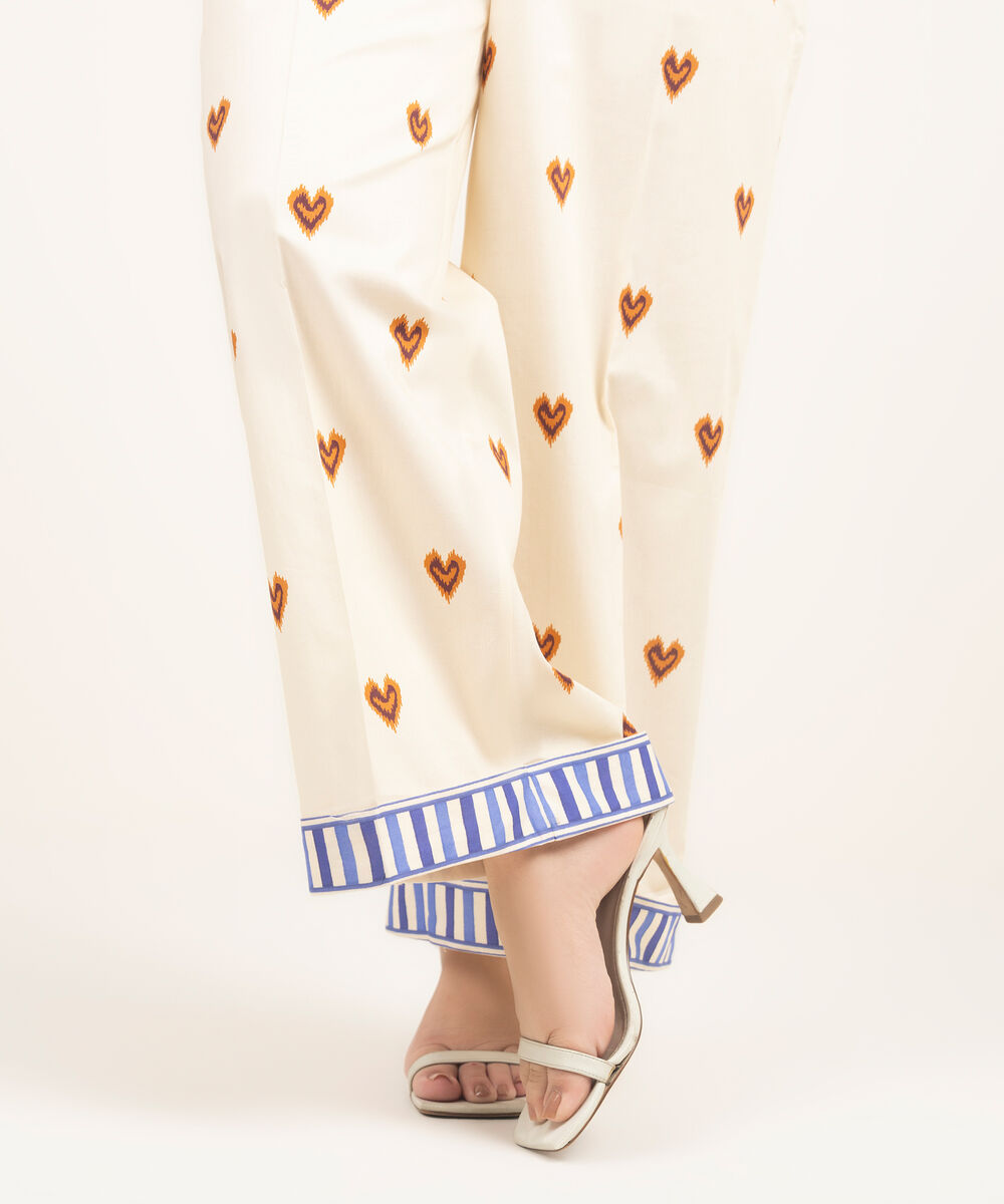 Women's RTW Cambric Printed Off White Culottes