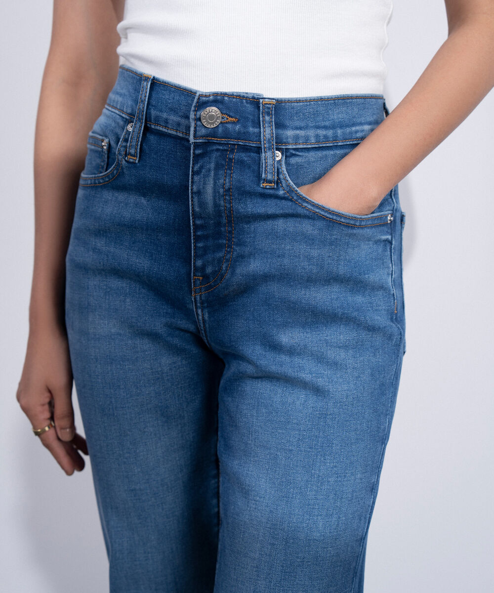Women's Western Mid Blue Wash High Rise Bootcut Jeans