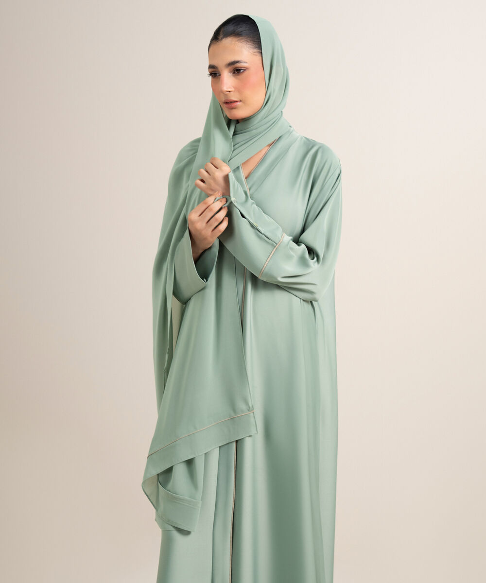 Women's green Regular Abaya Set