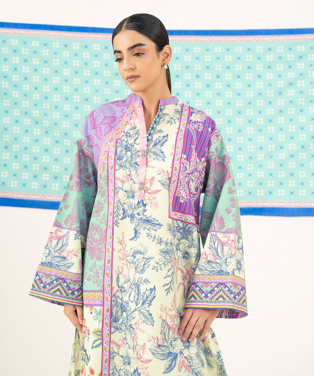 Women's Unstitched Khaddar Printed Multi 2 Piece Suit