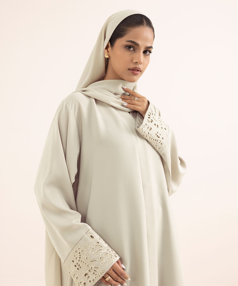 Women's Beige Nida Abaya Set