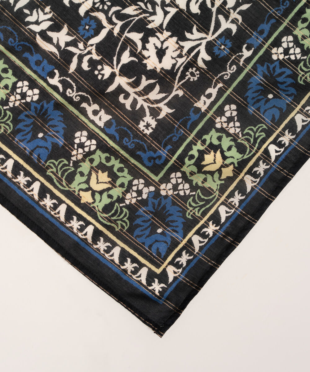 Zari Lawn Printed Black Dupatta