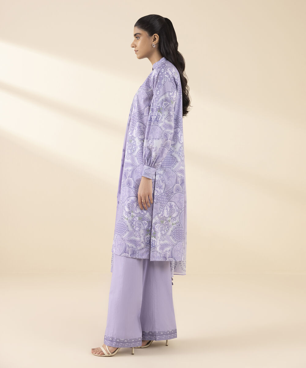 Unstitched Women's Purple Lawn 3 Piece Suit