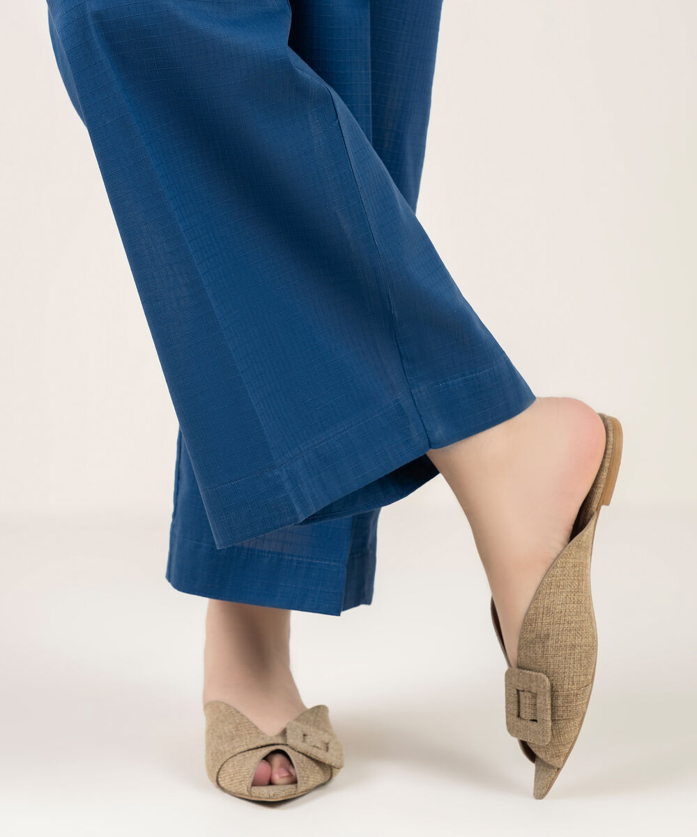 Women's RTW Dobby Solid Blue Culottes
