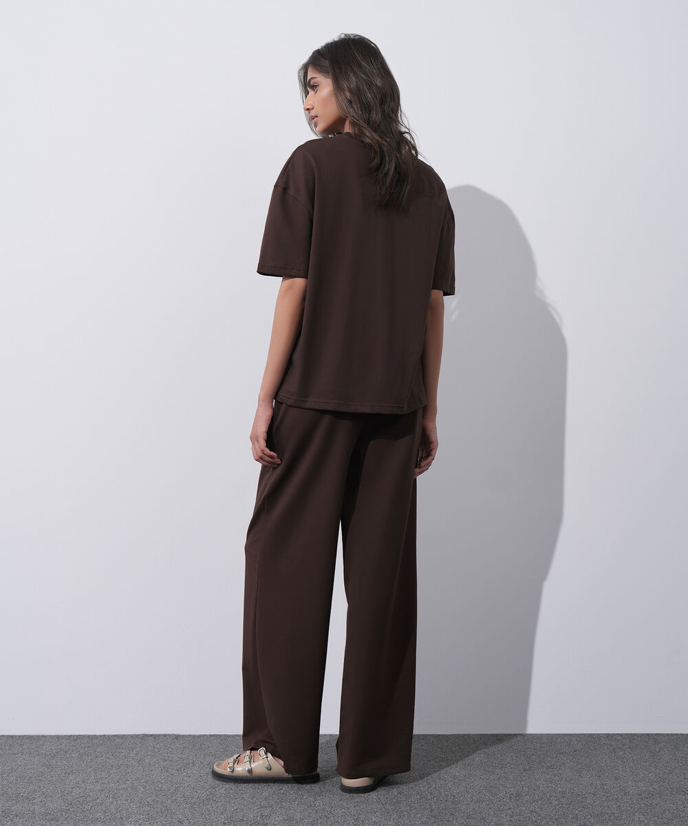 Women's Western Wear Brown Loose Fit T-Shirt