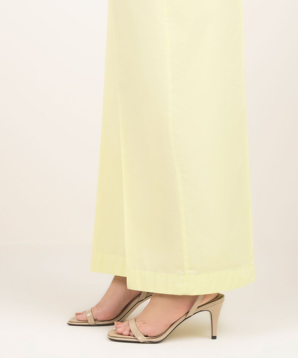 Women's RTW Cambric Solid Yellow Culottes